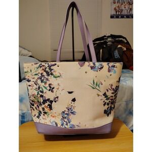 Charming Charlie Women's Spring Floral Print Tote Bag - Crossbody Strap - Purple